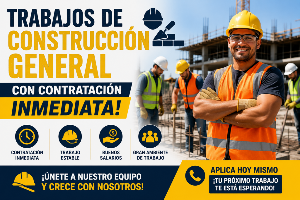 Trabajos de Construcción General con Contratación Inmediata