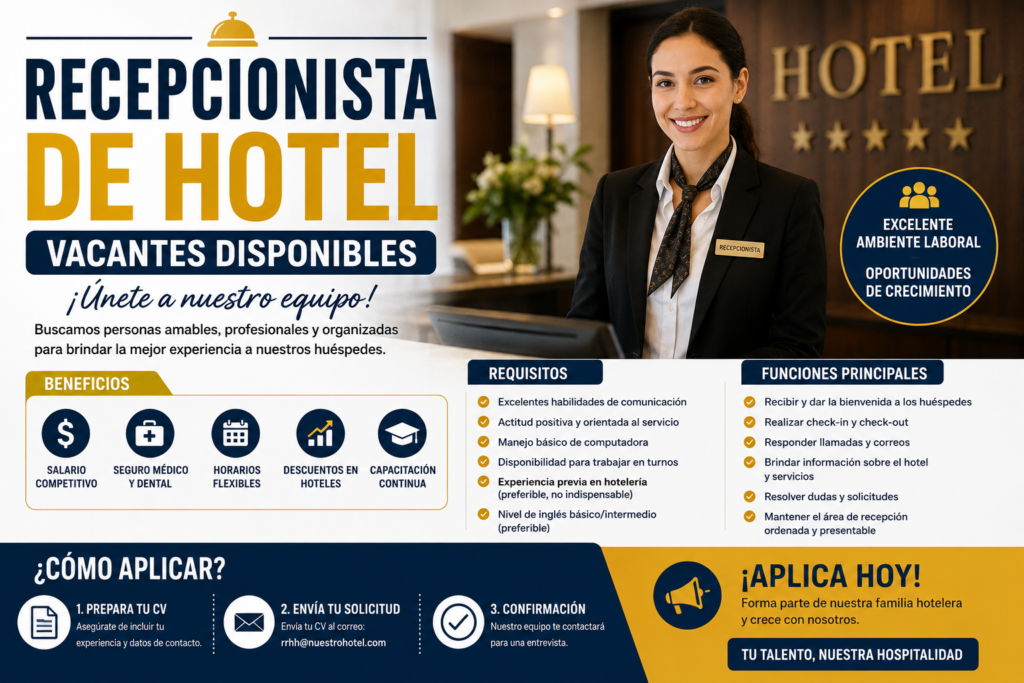 Recepcionista de Hotel: Vacantes Disponibles y Cómo Aplicar