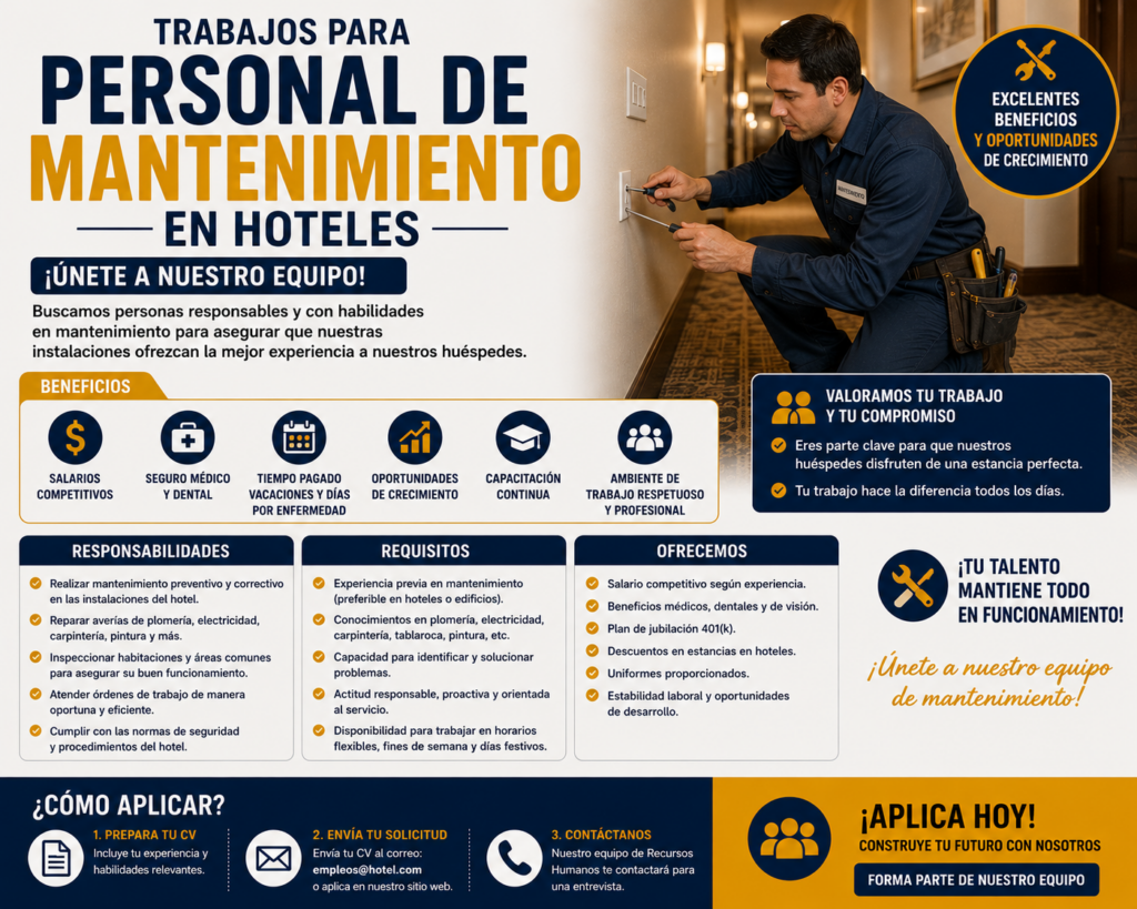 Trabajos para Personal de Mantenimiento en Hoteles