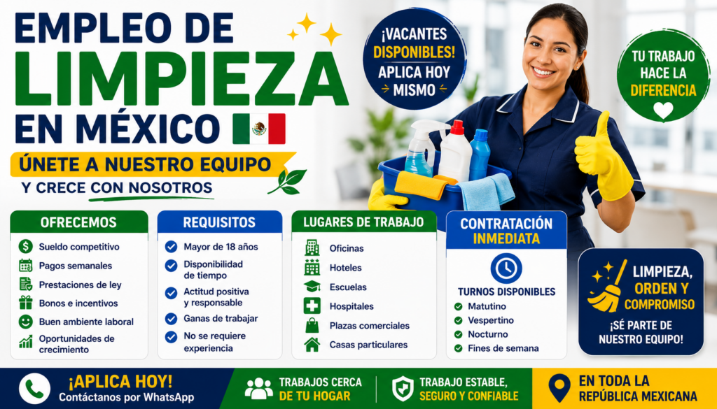 Empleo de Limpieza en México: Funciones, Requisitos y Salario